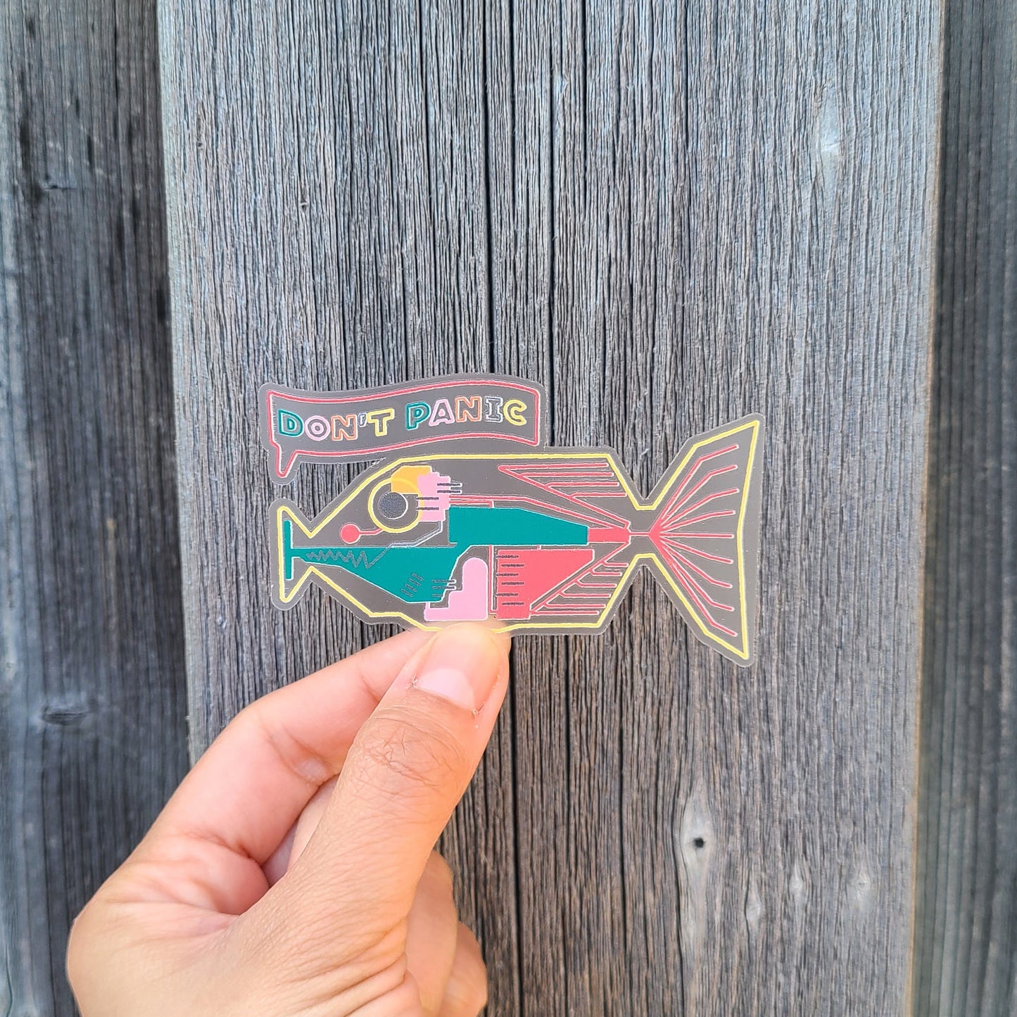 Cute babelfish sticker inspired by Hitchhikers guide to the galaxy. Made in Canada by Mad Love Creative Co.
