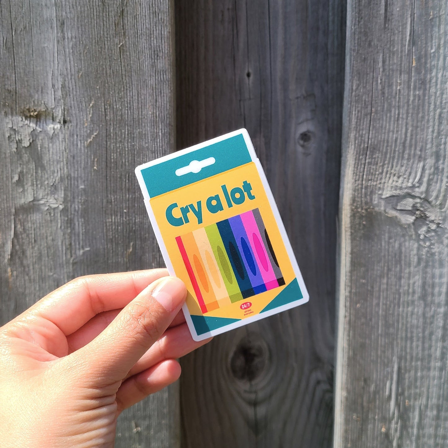 Crayola crayon inspired colorful vinyl sticker. Made in Canada by Mad Love Creative Co.