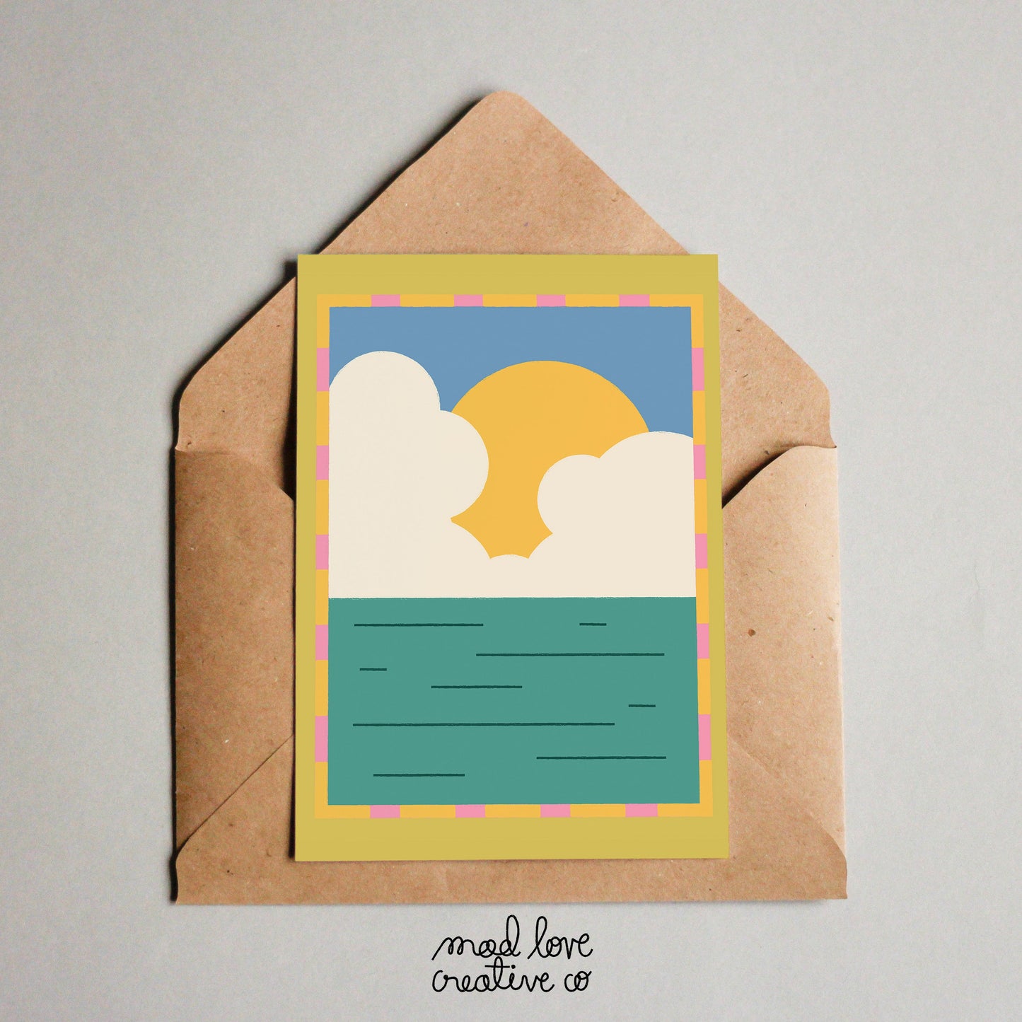 Fun abstract landscape art card. Made in Canada by Mad Love Creative Co.