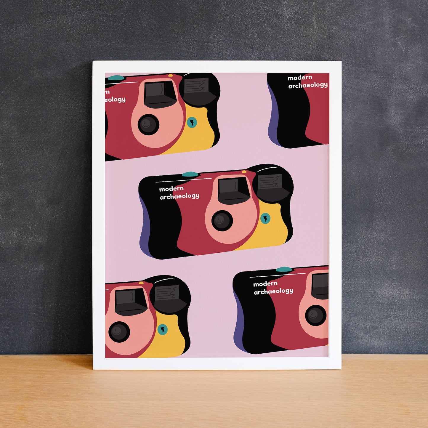 Colourful print of a disposable camera. Made in Canada by Mad Love Creative Co.