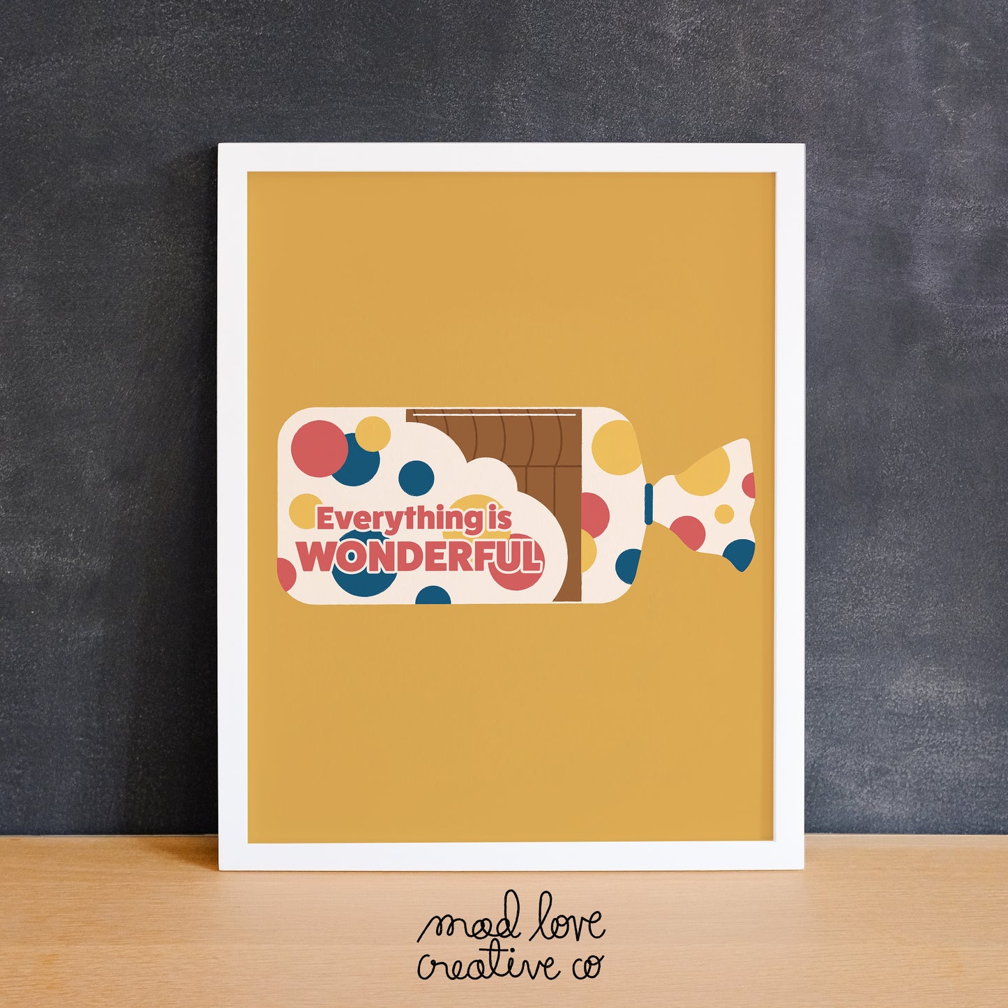 Fun food themed print featuring a bread bag with "everything is wonderful" in text. Made in Canada by Mad Love Creative Co.