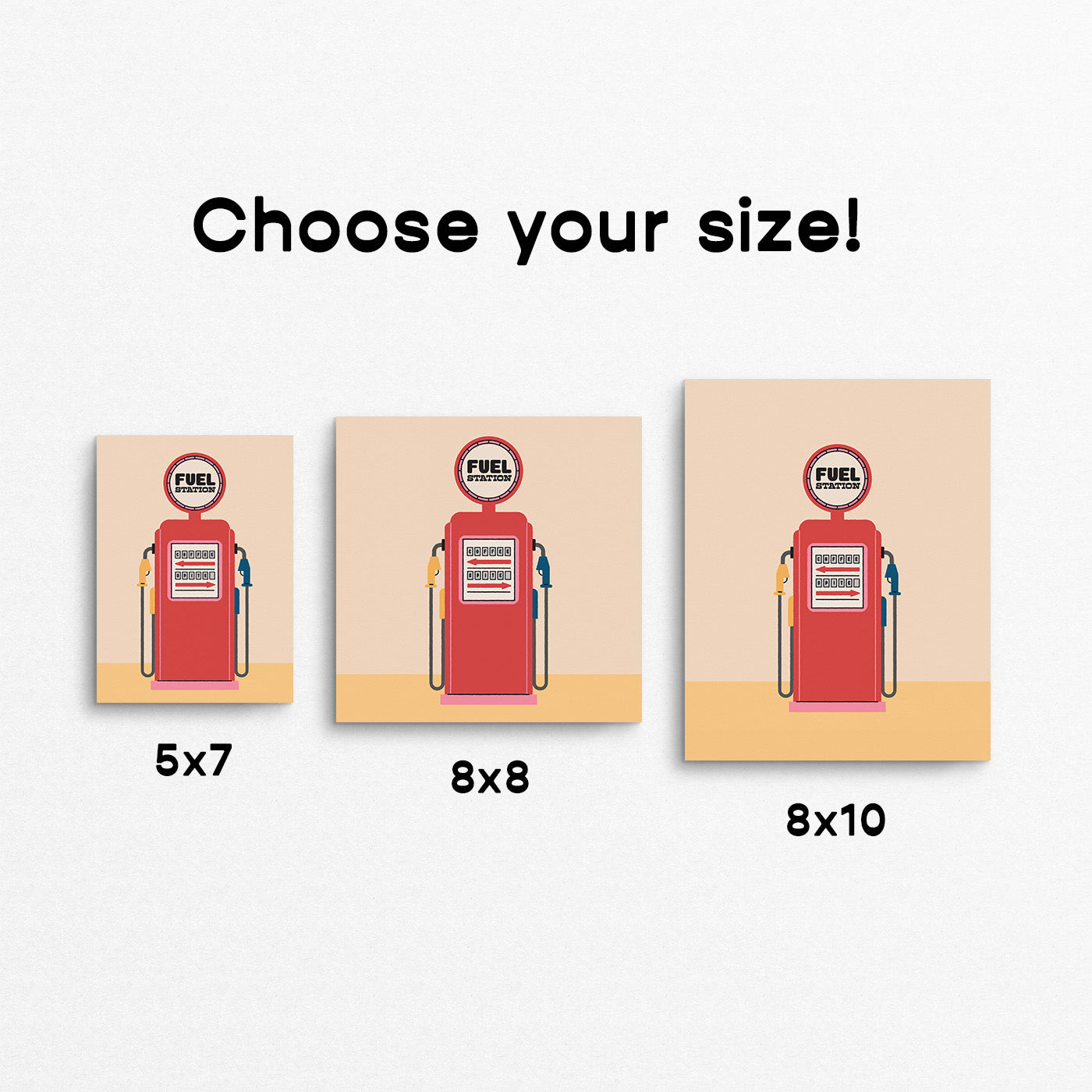 Funny print featuring a retro gas pump with coffee and spite as options. Made in Canada by Mad Love Creative Co.