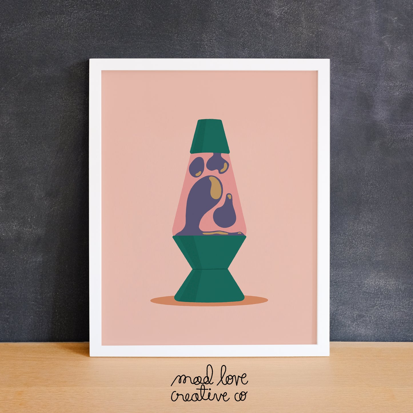 Fun print of a lava lamp on a pink background. Made in Canada by Mad Love Creative Co.