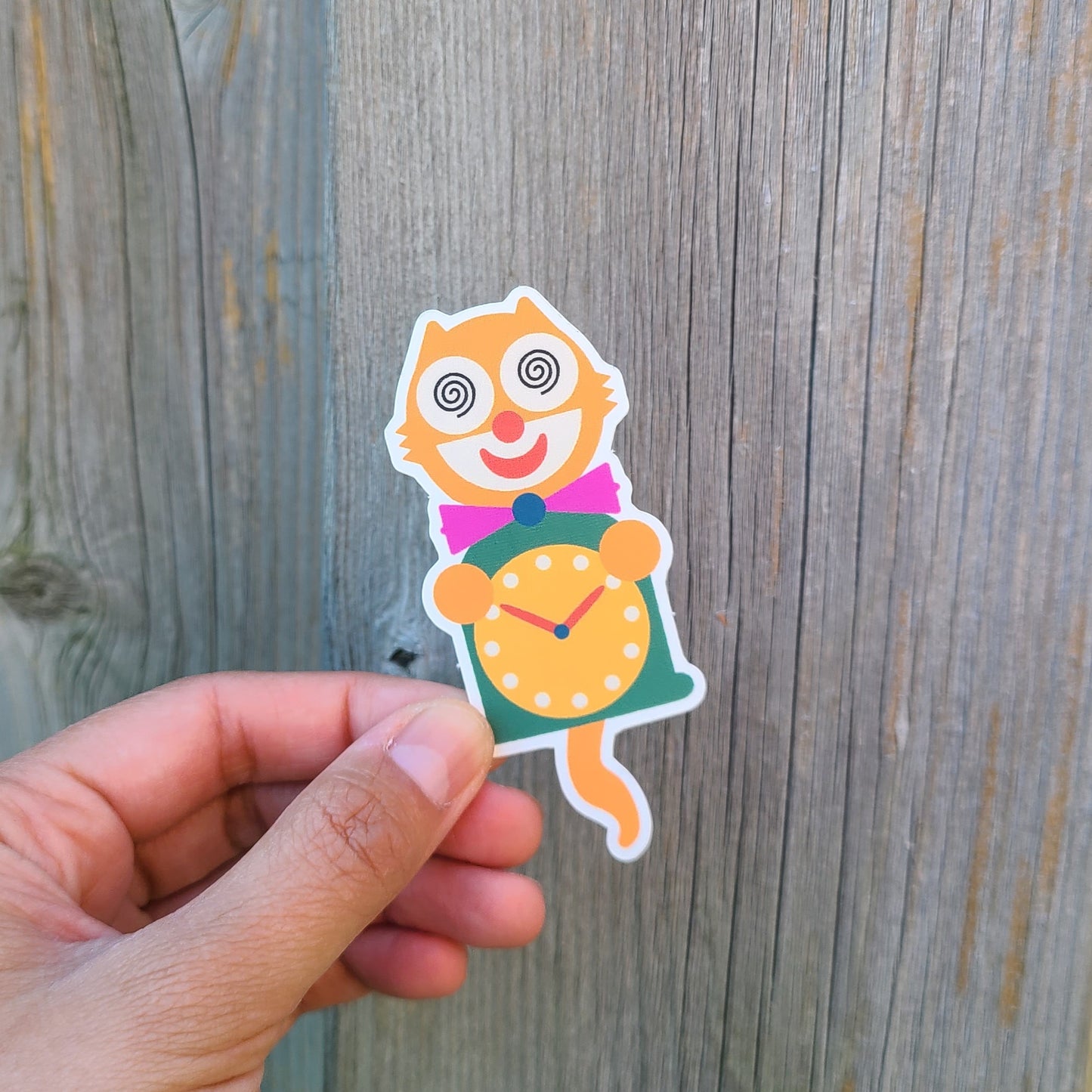 Felix the Cat clock inspired vinyl sticker. Made in Canada by Mad Love Creative Co.