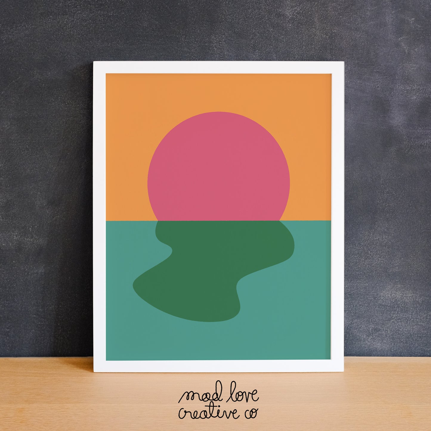 Colourful print of an abstract sunset or sunrise. Made in Canada by Mad Love Creative Co.
