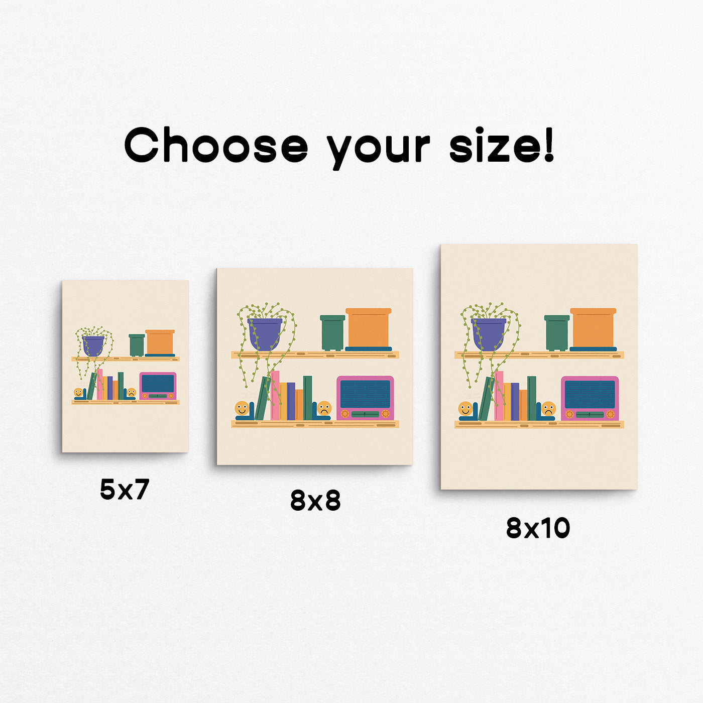 Colourful print of items on a shelf. Made in Canada by Mad Love Creative Co.