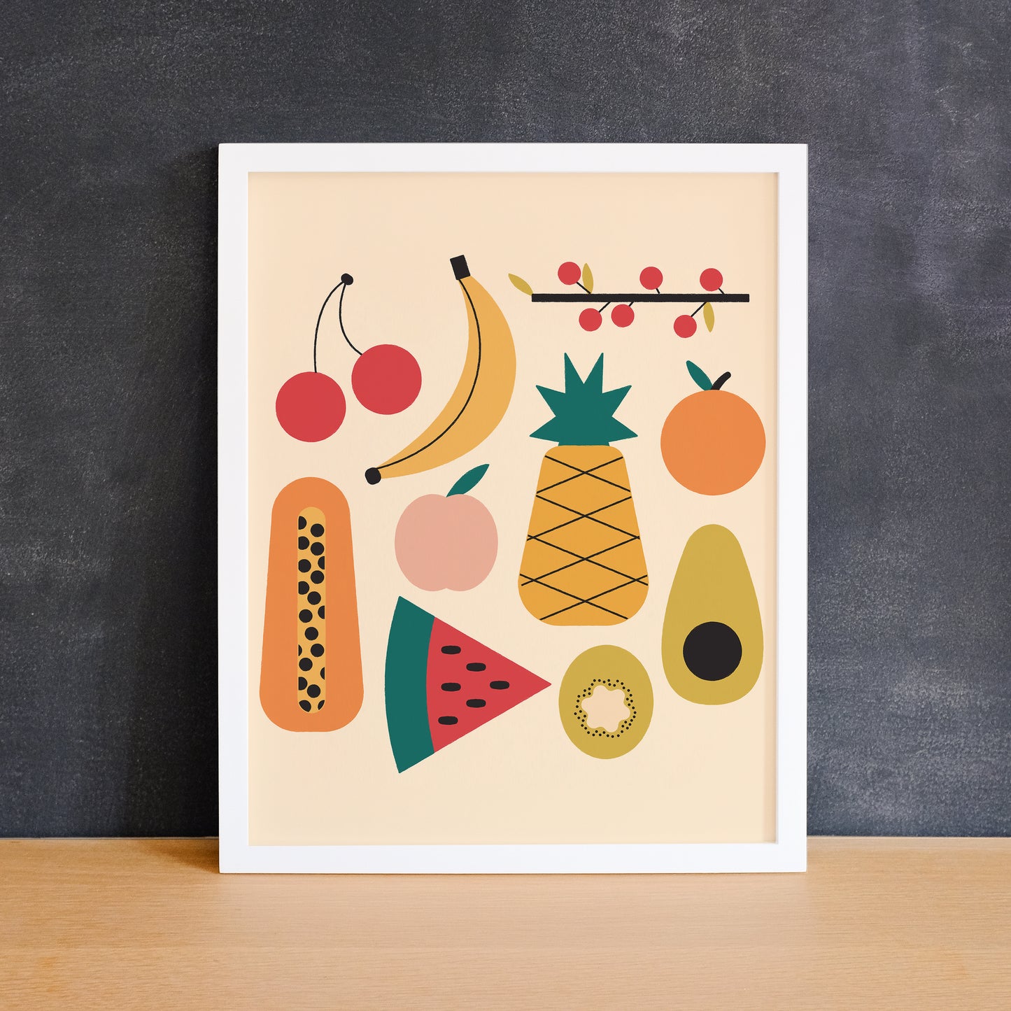 Colourful prints of different fruits. Made in Canada by Mad Love Creative Co.