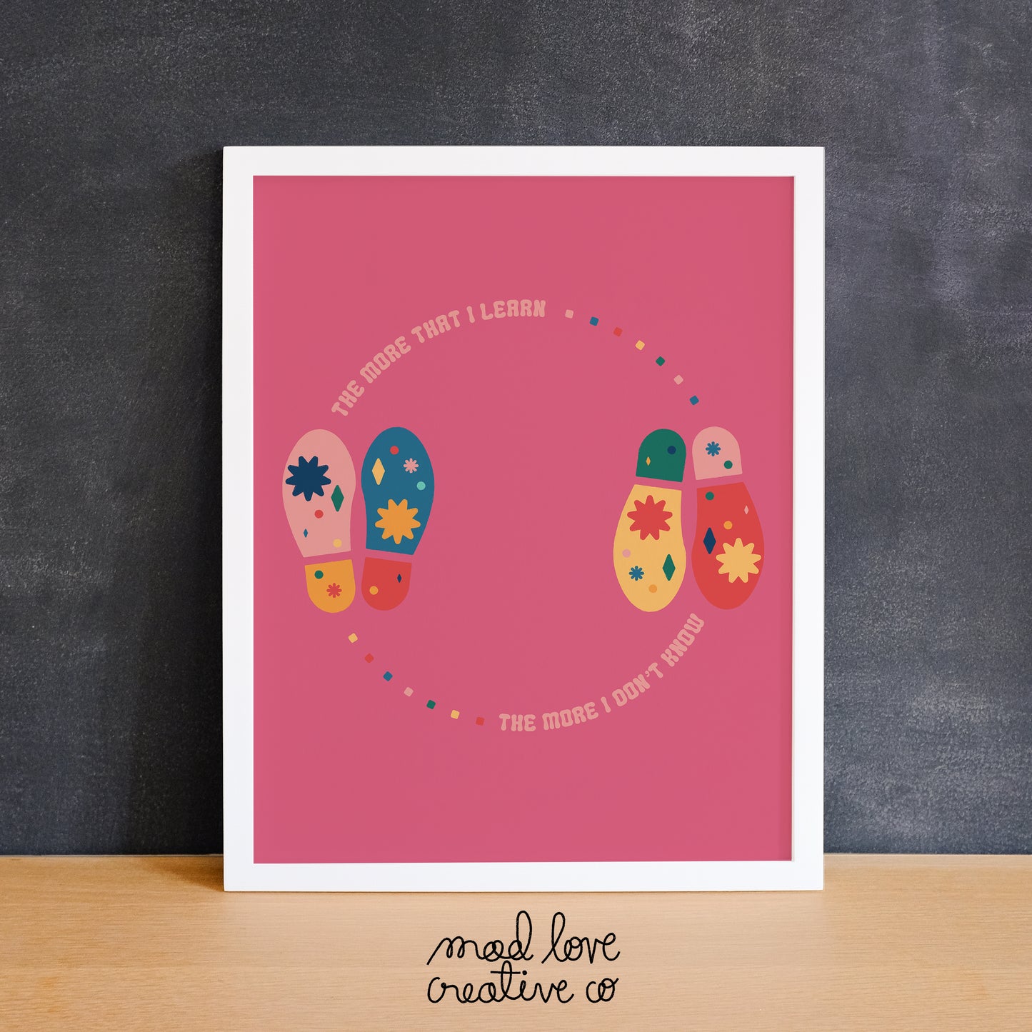 Fun print of shoe prints on ballroom dance instructions. Made in Canada by Mad Love Creative Co.