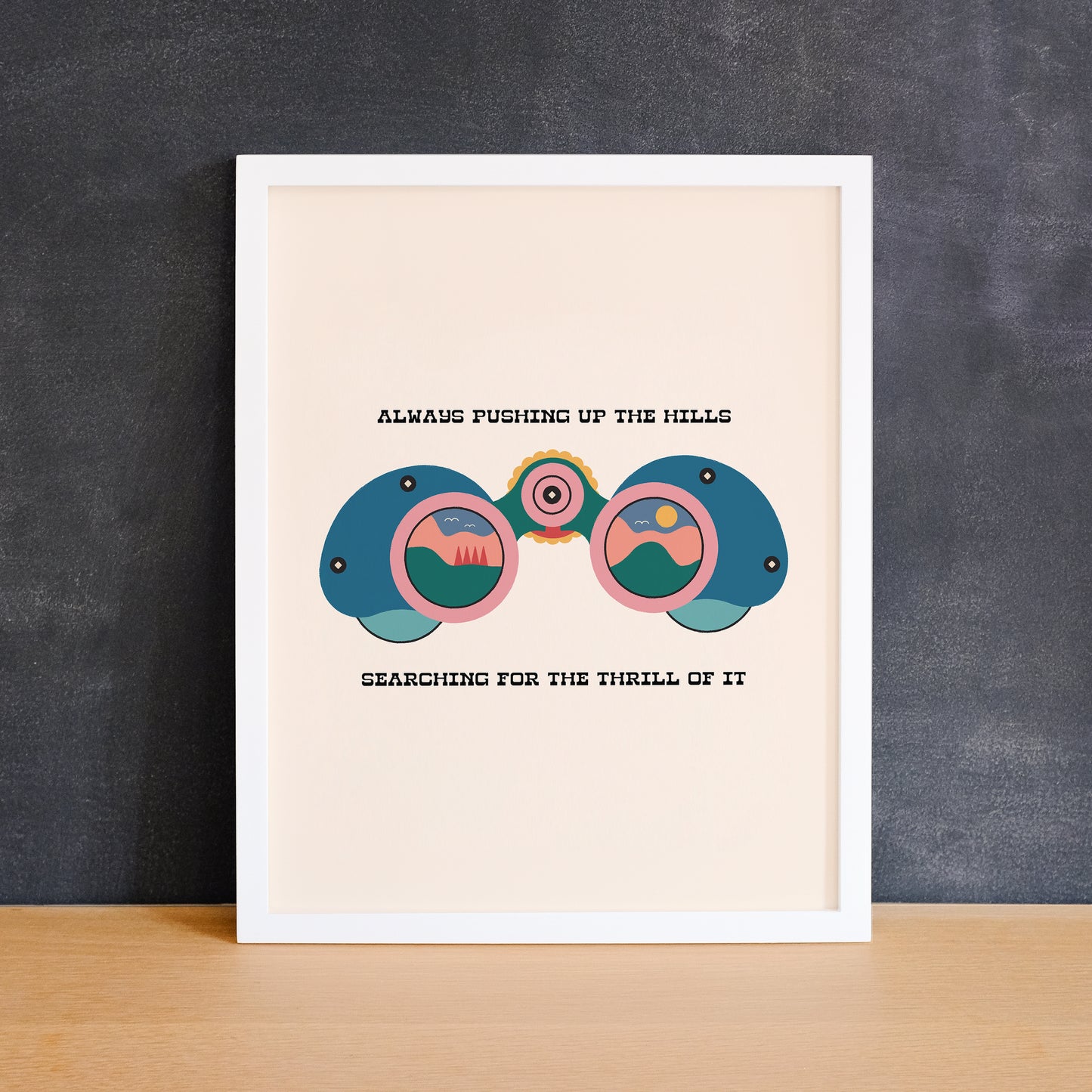 Music-themed adventure print of binoculars. Made in Canada by Mad Love Creative Co.