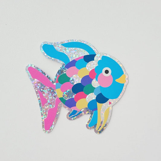 Glitter Rainbow Fish sticker inspired by the iconic children's book. Made in Canada by Mad Love Creative Co. 
