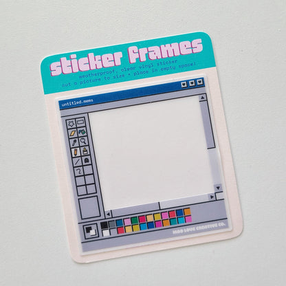 Sticker frame with colorful design on a gray background made in Canada by Mad Love Creative Co.
