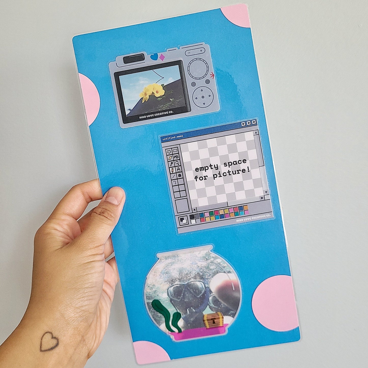 Example board showing how to use sticker frames