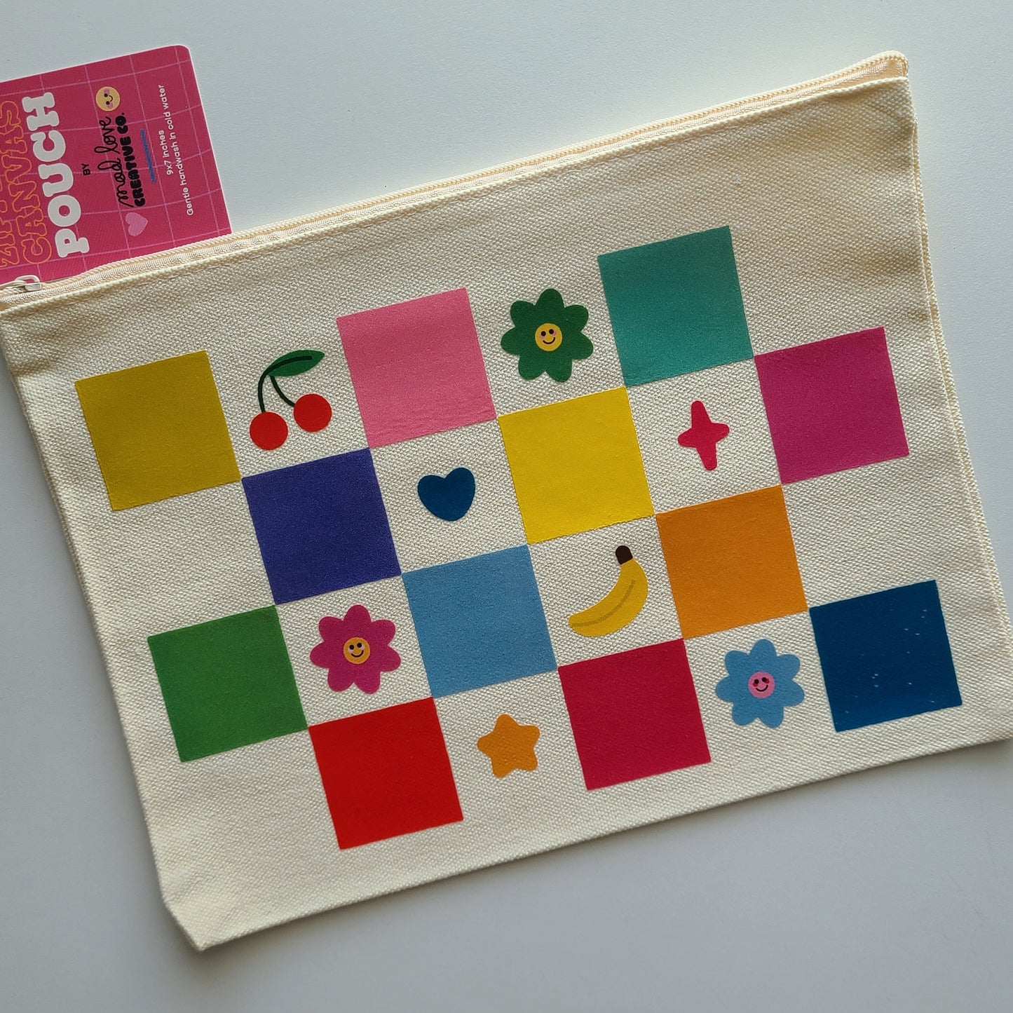 Checkered Canvas Pouch - SECONDS