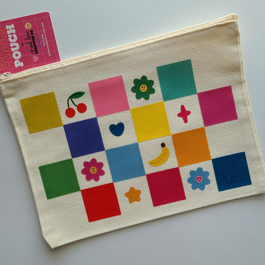 Checkered Canvas Pouch - SECONDS