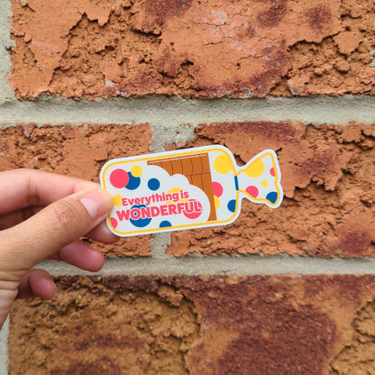 Wonderbread bread bag inspired optimistic vinyl sticker. Made in Canada by Mad Love Creative Co. 