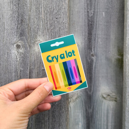 Cute Crayola crayon inspired magnet that says "Cry A Lot". Made in Canada by Mad Love Creative Co. 