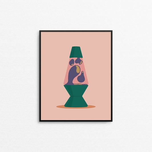 Fun print of a lava lamp on a pink background. Made in Canada by Mad Love Creative Co. 