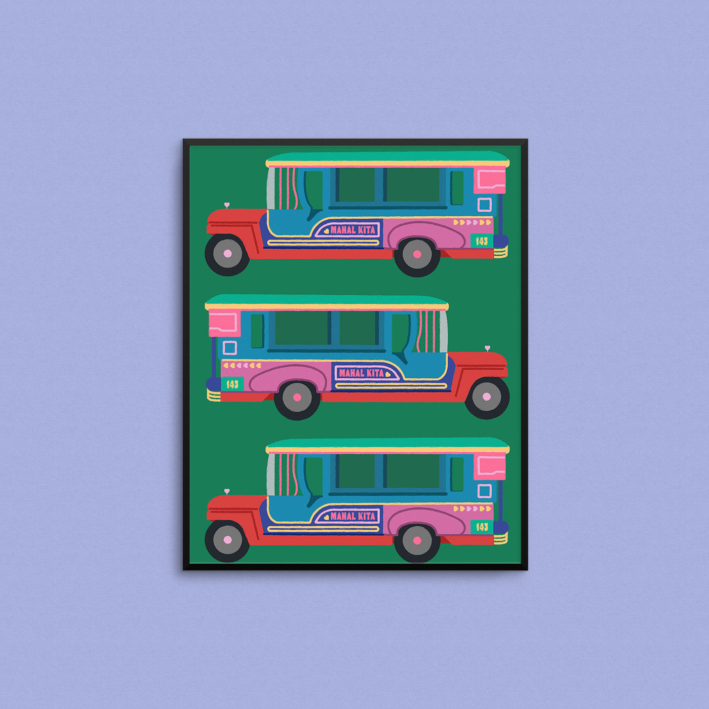 Colourful Filipino Jeepney print with the text Mahal Kita. Made in Canada by Mad Love Creative Co.!