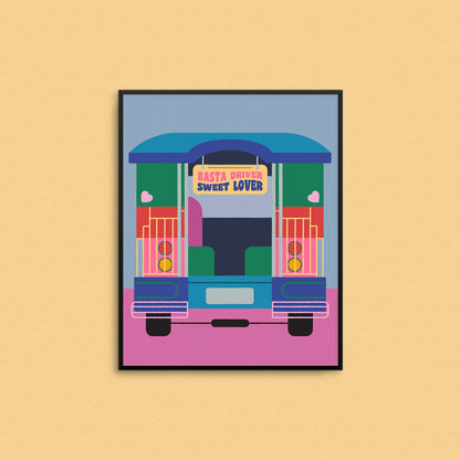 Fun Filipino Jeepney print with the text "Basta Driver Sweet Lover". Made in Canada by Mad Love Creative Co. 