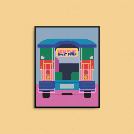 Fun Filipino Jeepney print with the text "Basta Driver Sweet Lover". Made in Canada by Mad Love Creative Co. 