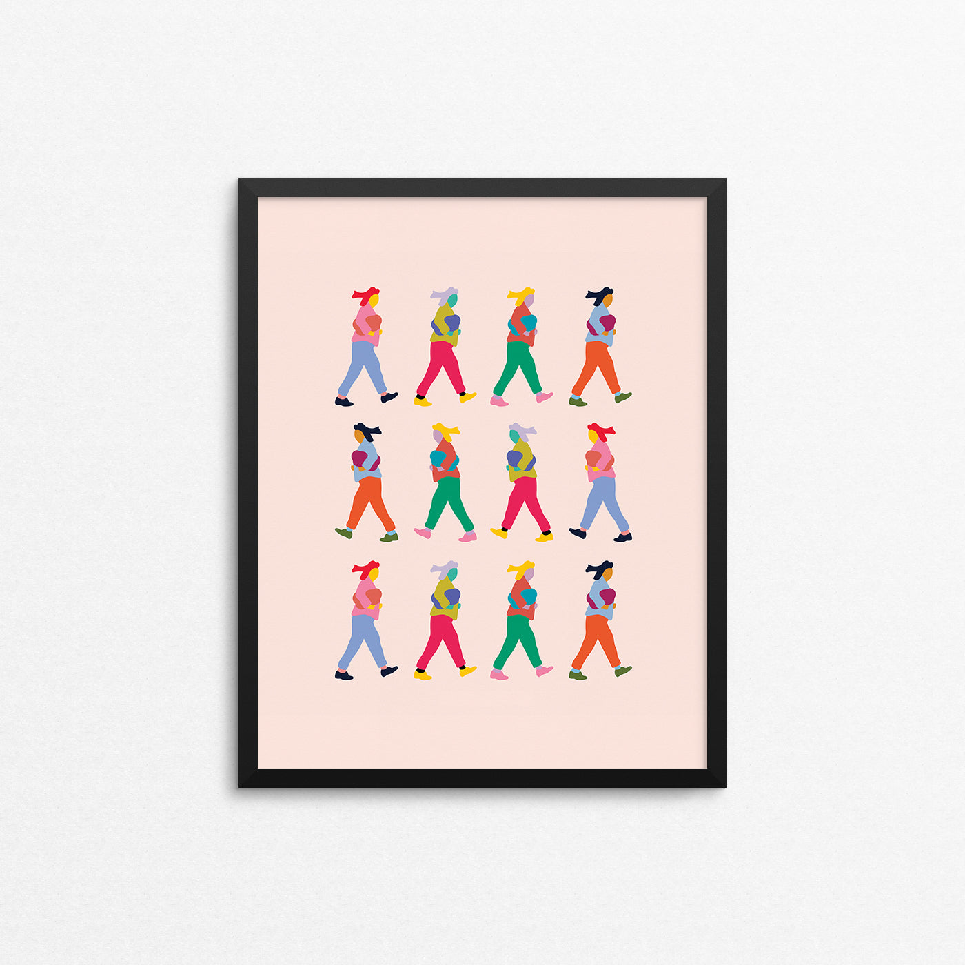 Bright coloured print of women walking. Made in Canada by Mad Love Creative Co. 
