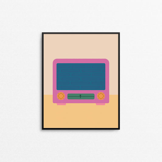 Fun print of a retro radio. Made in Canada by Mad Love Creative Co. 