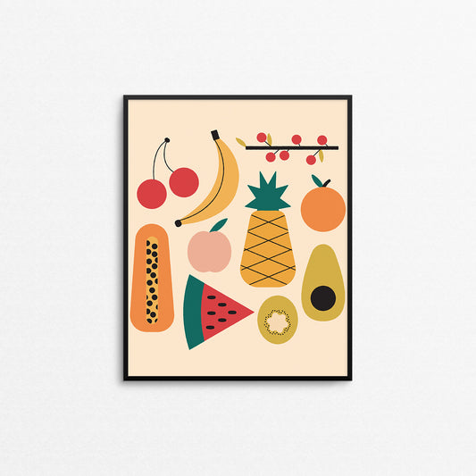 Colourful prints of different fruits. Made in Canada by Mad Love Creative Co. 