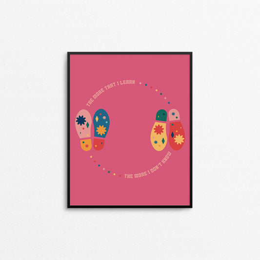 Fun print of shoe prints on ballroom dance instructions. Made in Canada by Mad Love Creative Co. 