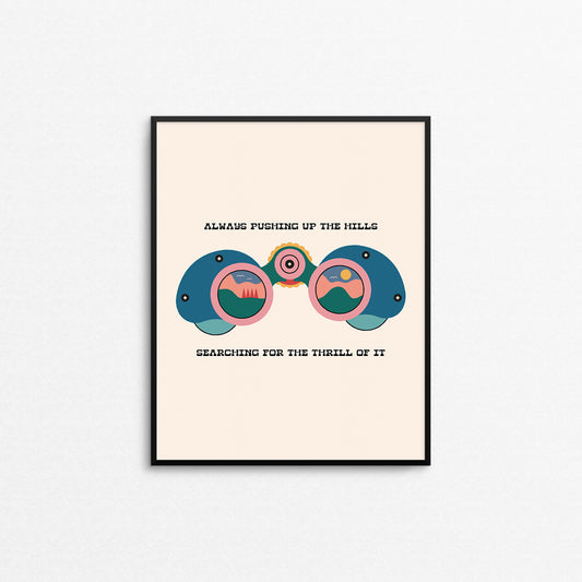 Music-themed adventure print of binoculars. Made in Canada by Mad Love Creative Co. 