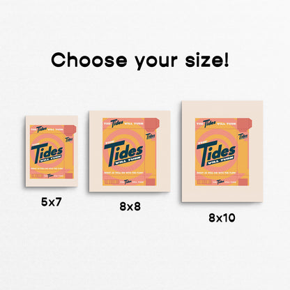 Illustration of a laundry detergent box with the phrase "the tides will turn". Made in Canada by Mad Love Creative Co. 