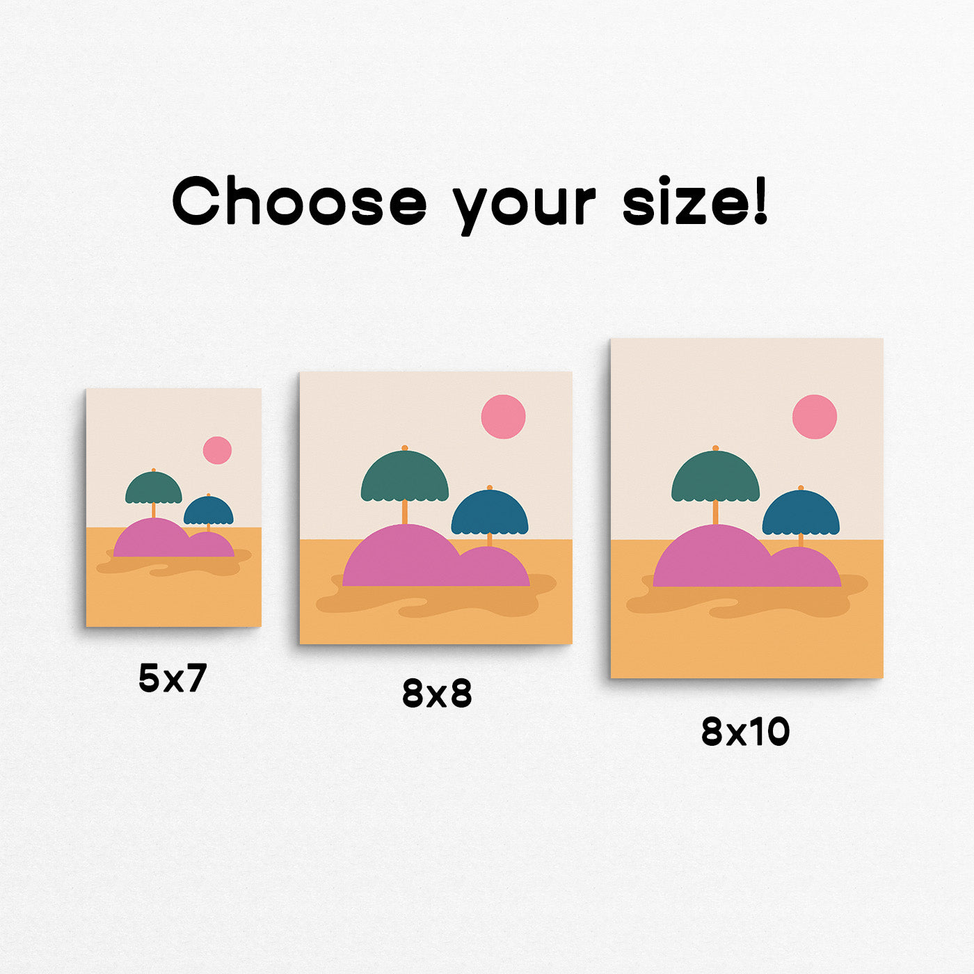 Fun abstract print of an island with umbrella trees. Made in Canada by Mad Love Creative Co. 