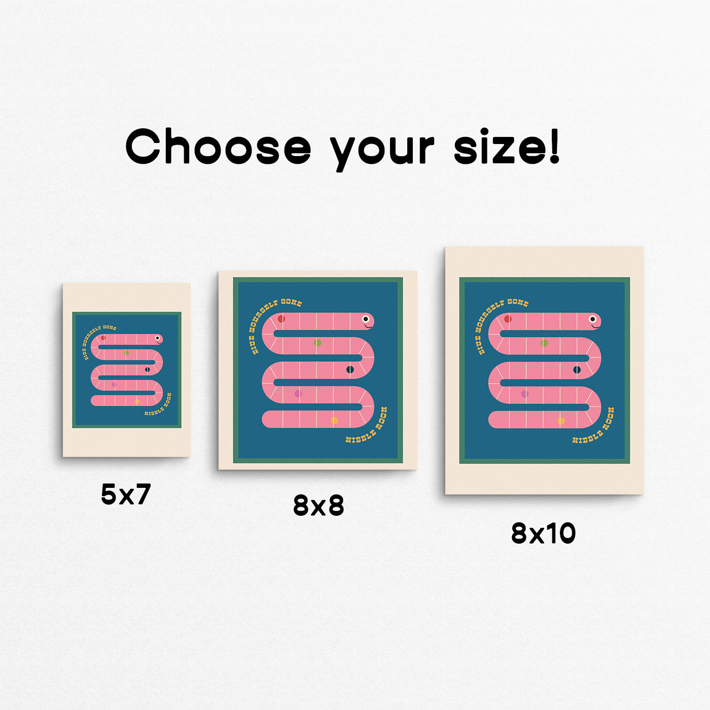 Cute print of a worm with the text "give yourself some wiggle room". Made in Canada by Mad Love Creative Co. 