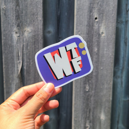 Funny WTF sticker inspired by the Canadian kids TV channel YTV. Made in Canada by Mad Love Creative Co. 