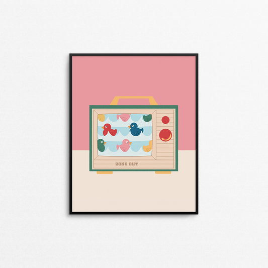 Cute print of a retro kid's toy with ducks. Made in Canada by Mad Love Creative Co. 